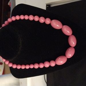 Vintage Plastic Bubble Gum Colored Bead Necklace w/ matching Dangle Earrings